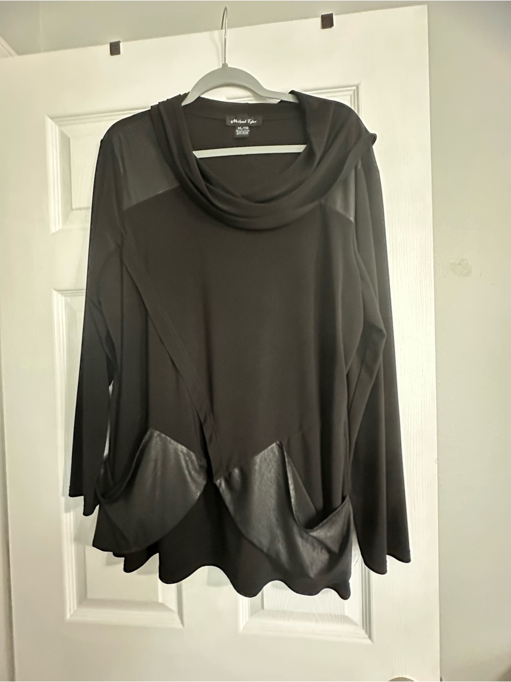 Alfred Dunner Black Cowl Neck Long-Sleeve Blouse